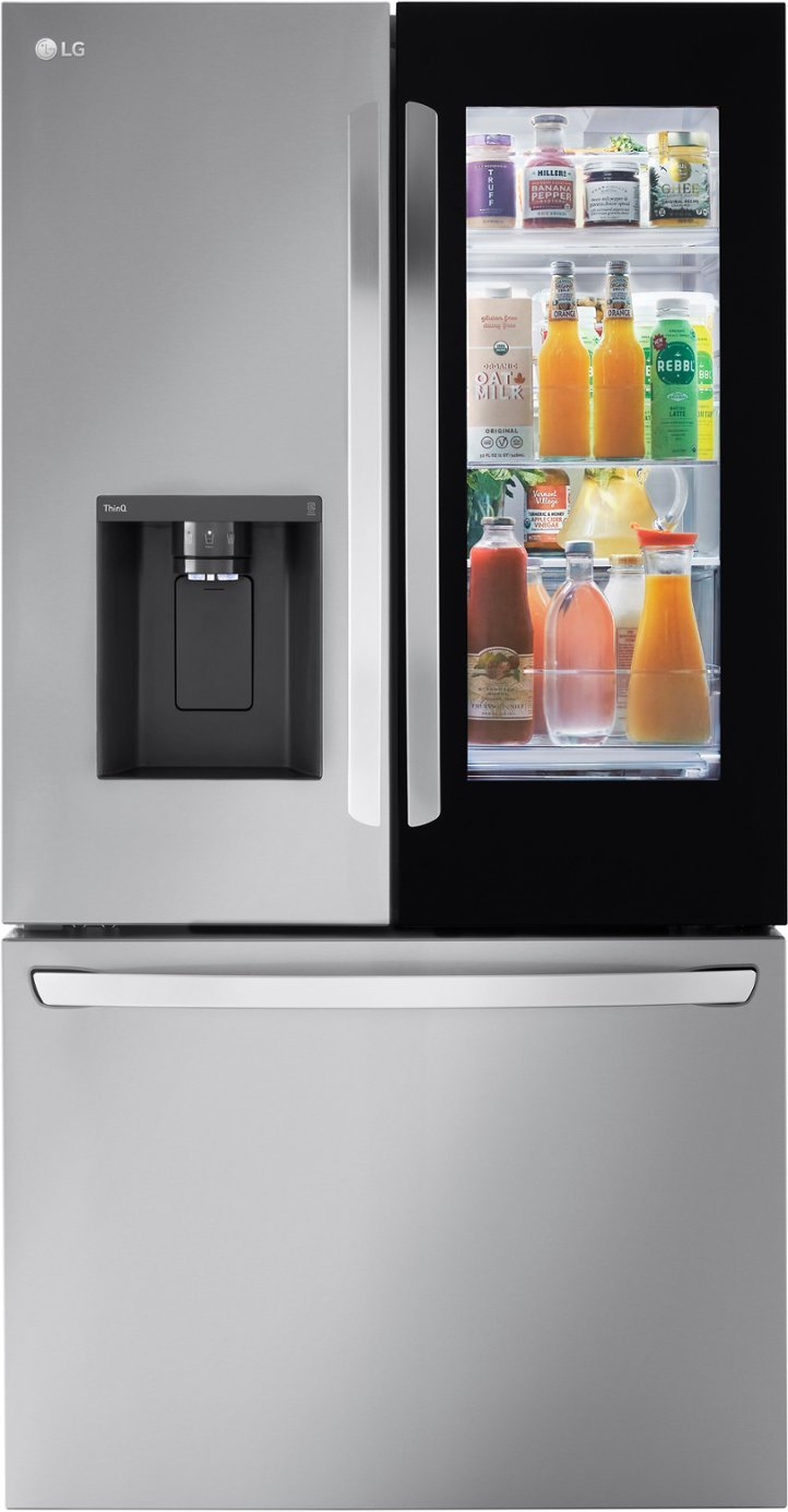 LG - 25.5 Cu. Ft. French Door Counter-Depth Smart Refrigerator with InstaView - Stainless steel