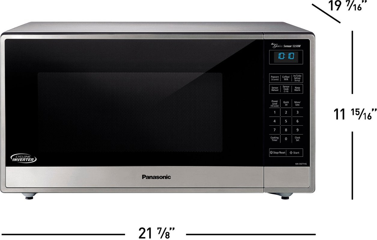 Panasonic - 1.6 Cu. Ft. 1250 Watt SN77HS Microwave with Cyclonic Inverter - Stainless Steel/silver